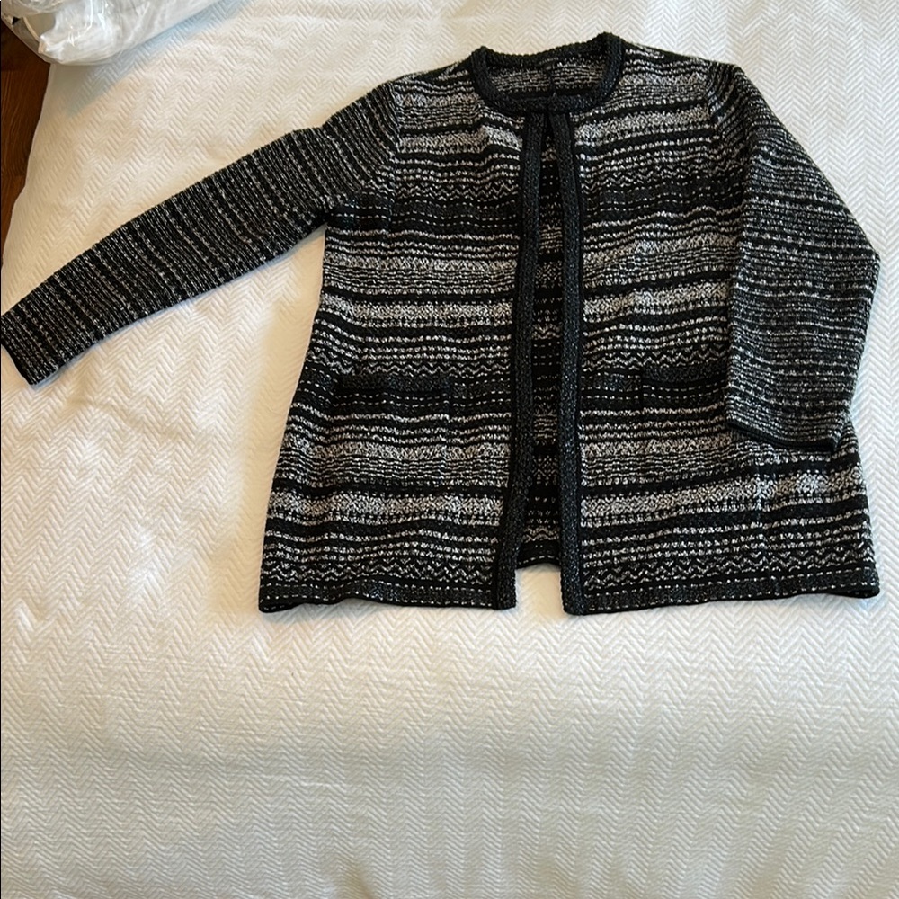 Talbots Black white and Gray Striped blazer/jacket.